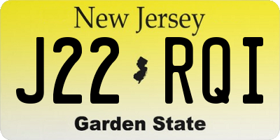 NJ license plate J22RQI