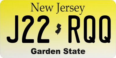 NJ license plate J22RQQ