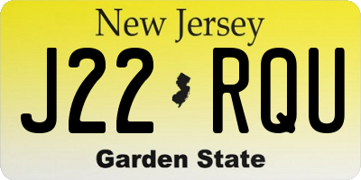 NJ license plate J22RQU