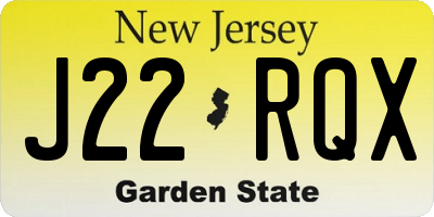 NJ license plate J22RQX