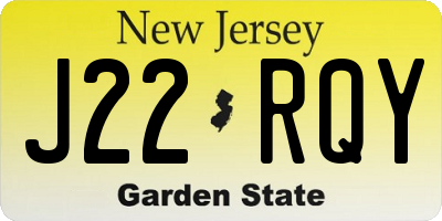 NJ license plate J22RQY