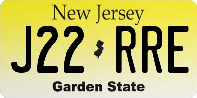 NJ license plate J22RRE