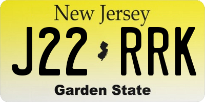 NJ license plate J22RRK
