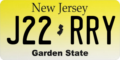 NJ license plate J22RRY