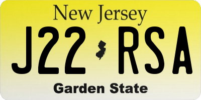 NJ license plate J22RSA