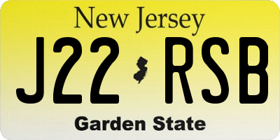 NJ license plate J22RSB