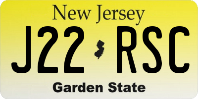 NJ license plate J22RSC