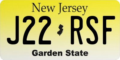 NJ license plate J22RSF