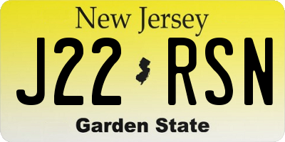 NJ license plate J22RSN
