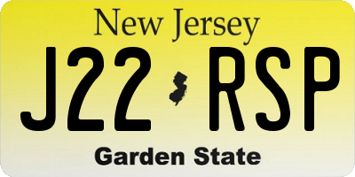 NJ license plate J22RSP