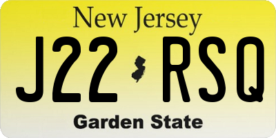 NJ license plate J22RSQ