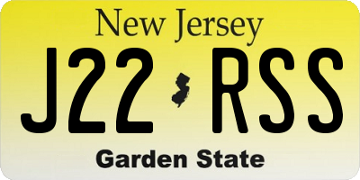 NJ license plate J22RSS