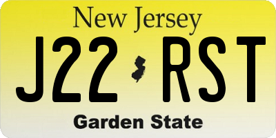 NJ license plate J22RST