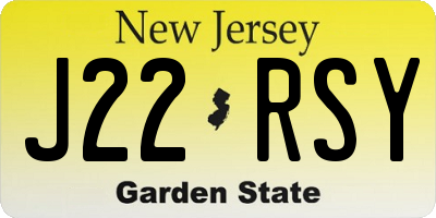 NJ license plate J22RSY