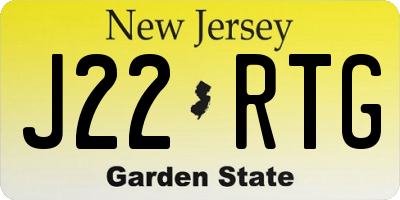 NJ license plate J22RTG