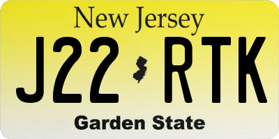 NJ license plate J22RTK