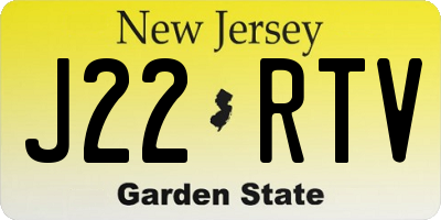 NJ license plate J22RTV