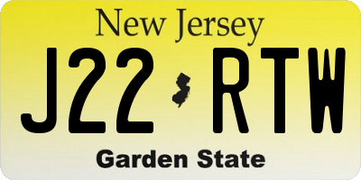 NJ license plate J22RTW