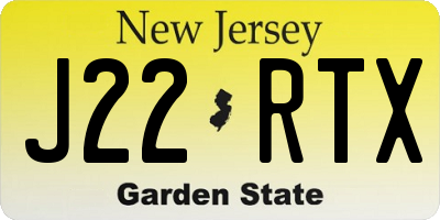 NJ license plate J22RTX