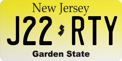 NJ license plate J22RTY