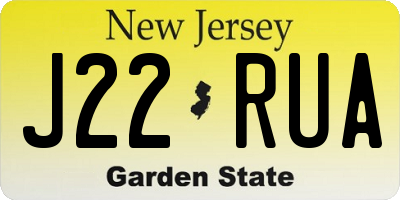 NJ license plate J22RUA