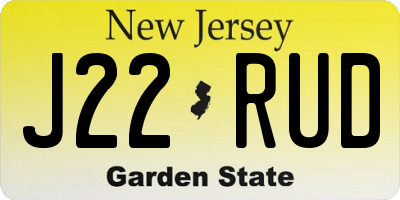 NJ license plate J22RUD
