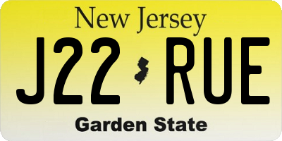 NJ license plate J22RUE