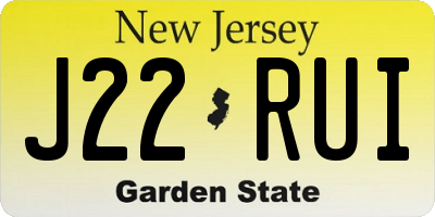 NJ license plate J22RUI