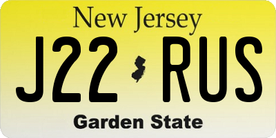 NJ license plate J22RUS