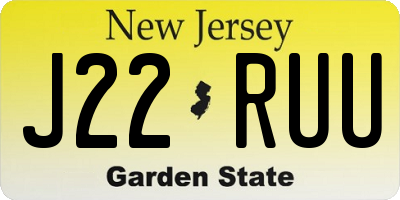 NJ license plate J22RUU