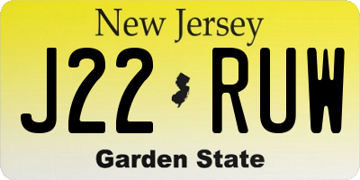 NJ license plate J22RUW