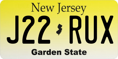 NJ license plate J22RUX