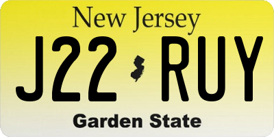 NJ license plate J22RUY