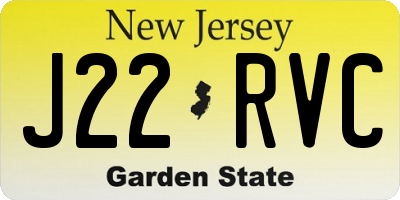 NJ license plate J22RVC