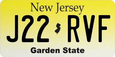 NJ license plate J22RVF