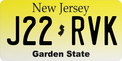 NJ license plate J22RVK