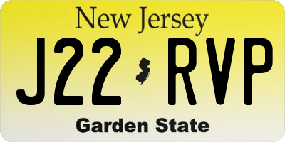NJ license plate J22RVP