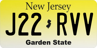 NJ license plate J22RVV