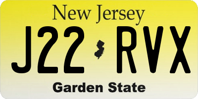 NJ license plate J22RVX