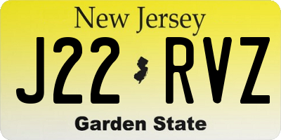 NJ license plate J22RVZ