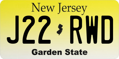 NJ license plate J22RWD