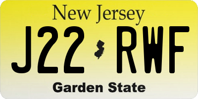 NJ license plate J22RWF