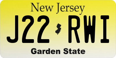 NJ license plate J22RWI