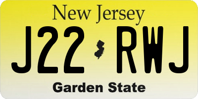 NJ license plate J22RWJ