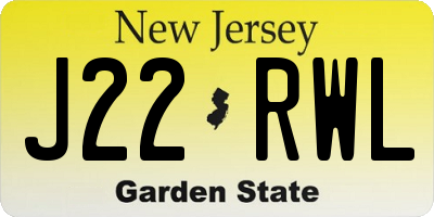 NJ license plate J22RWL