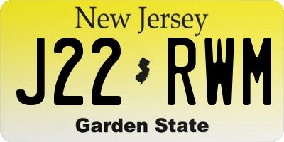 NJ license plate J22RWM