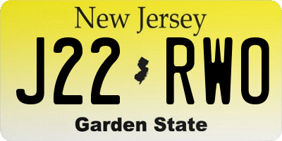 NJ license plate J22RWO