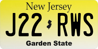 NJ license plate J22RWS