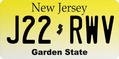 NJ license plate J22RWV