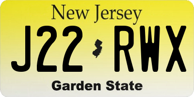 NJ license plate J22RWX